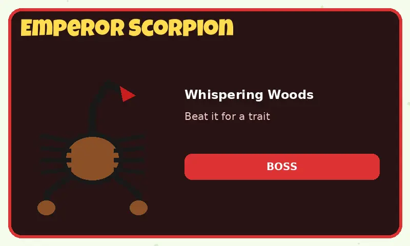 Emperor Scorpion boss card on the Bug Evolution home page